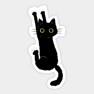 Black Cat Holding On Sticker